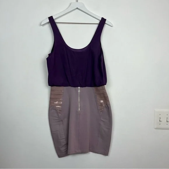 Alice and Olivia Nicky Blouson Leather Panel Dress - Picture 2 of 11